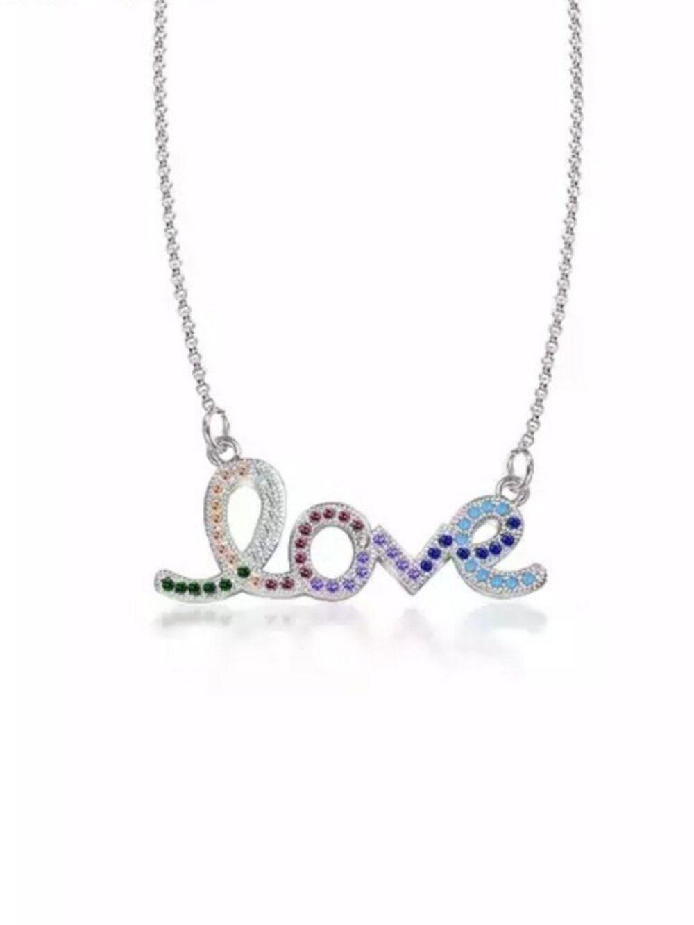 "Love" Pendant Necklace Multicolor | Stainless Steel | Silver ColorTrendy